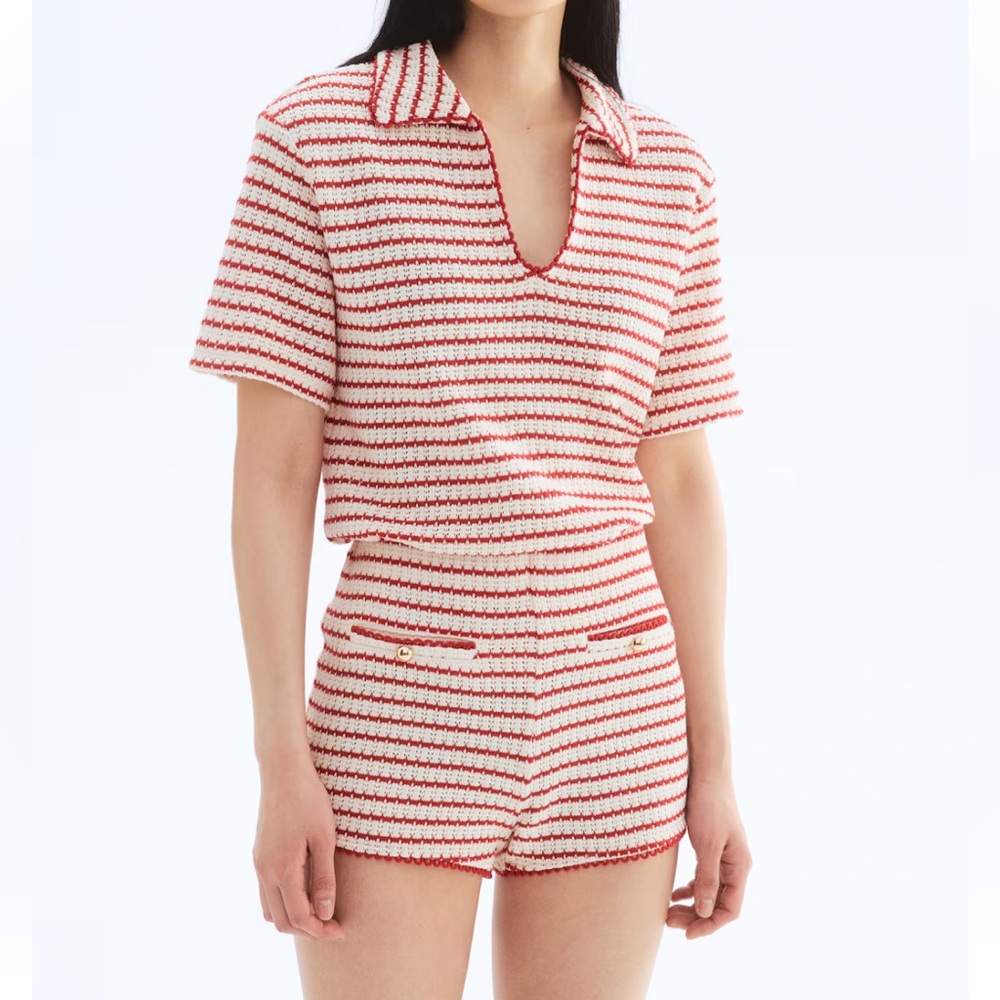 Striped Red and White Knit Set
